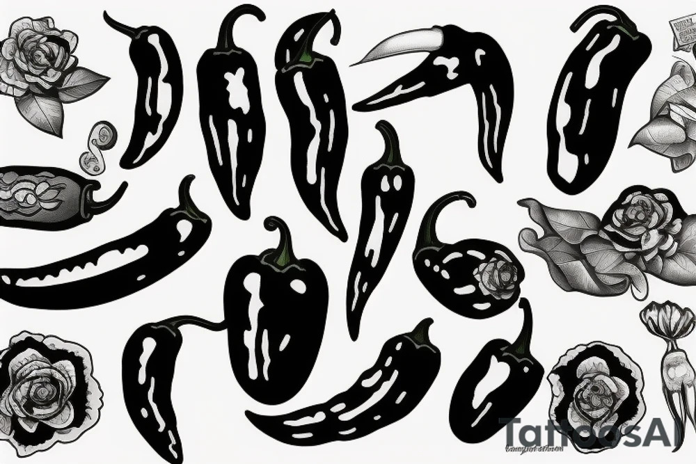 black jalapeno pepper tattoo idea