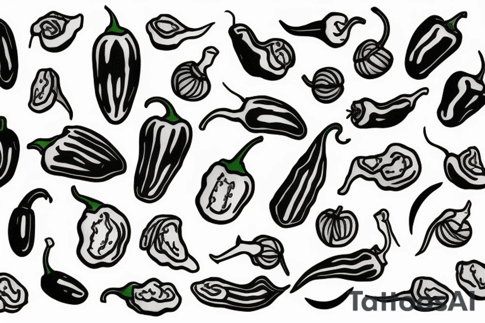 black jalapeno pepper tattoo idea