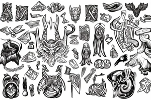 Scandinavian style, Thor, Odin, Iggdrasil tattoo idea