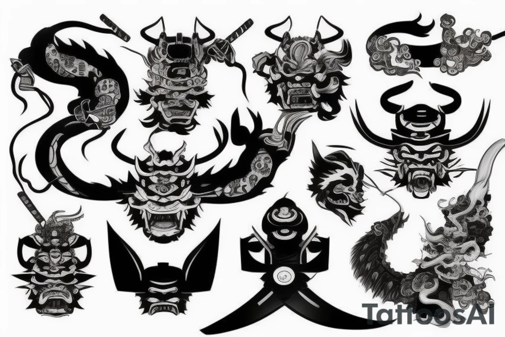 Japan, Oni, Katana, Samurai tattoo idea