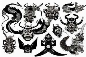 Japan, Oni, Katana, Samurai tattoo idea