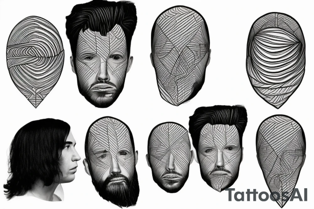 half of the head of David in realism, half in abstract geometry tattoo idea
