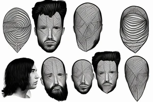 half of the head of David in realism, half in abstract geometry tattoo idea