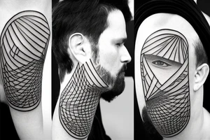 half of the head of David in realism, half in abstract geometry tattoo idea