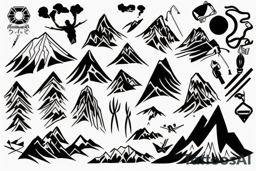 moutain and ski tattoo idea