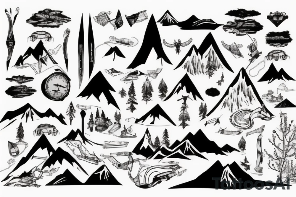 moutain and ski tattoo idea