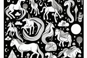 unicorn in the night forest tattoo idea