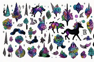 unicorn in the night forest tattoo idea