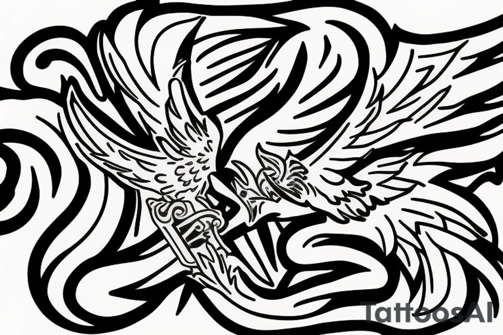 Phoenix with phrase keep alive love always tattoo idea