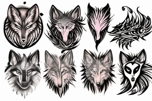Phoenix and wolf tattoo idea