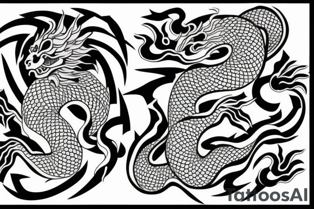 A Japanese dragon with a kittten tattoo idea