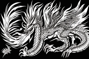 A fierce dragon breathing fire on earth tattoo idea