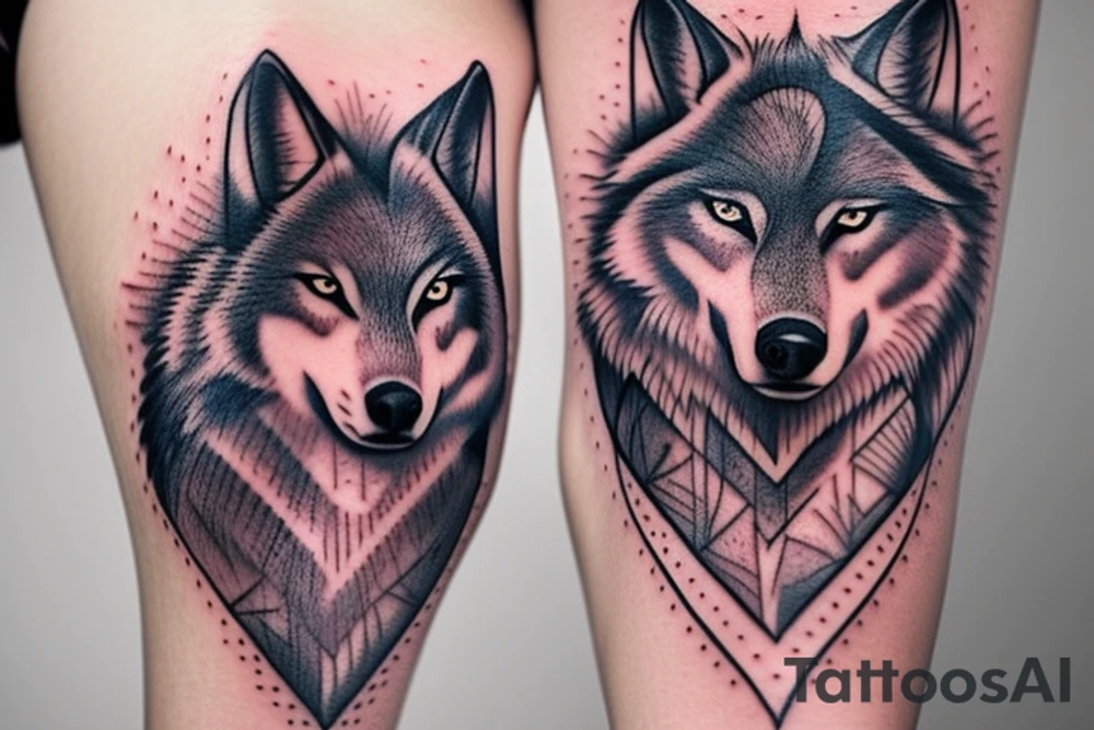 Feminine wolf tattoo idea