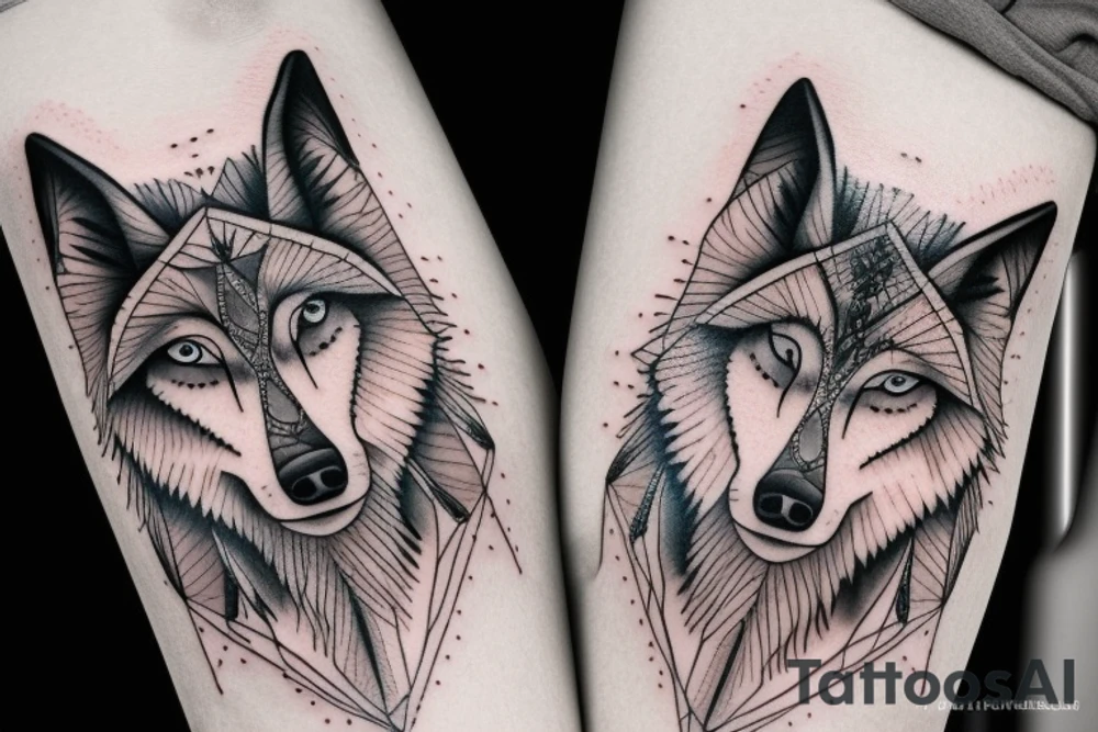 Feminine wolf tattoo idea