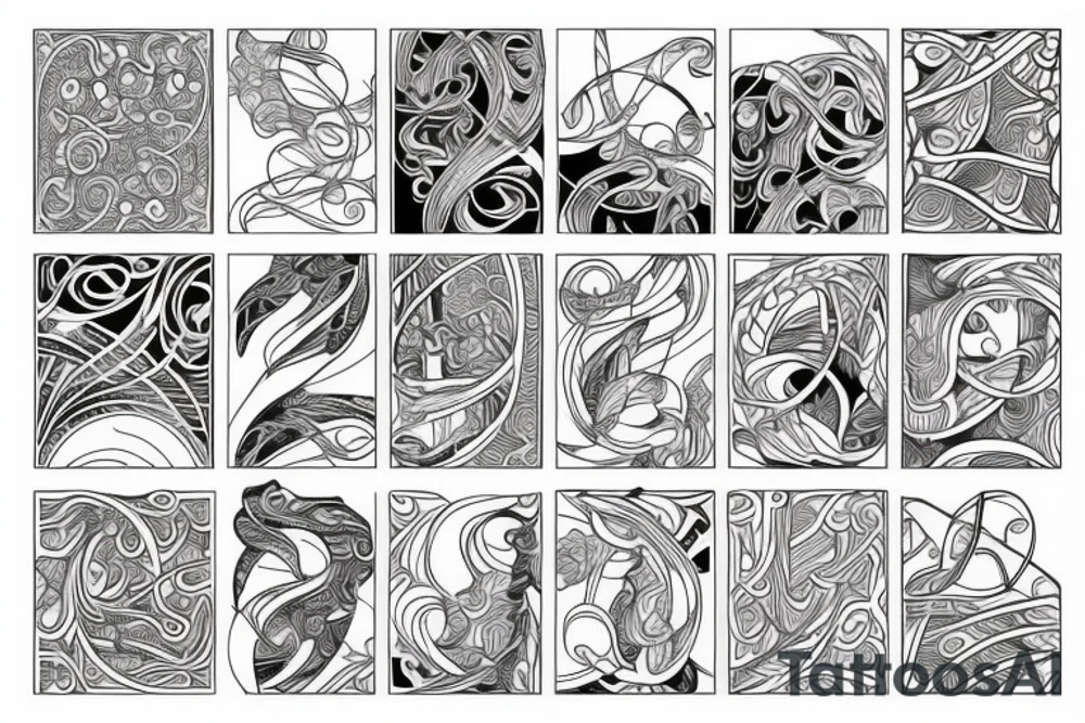 sea ​​pattern art nouveau tattoo idea