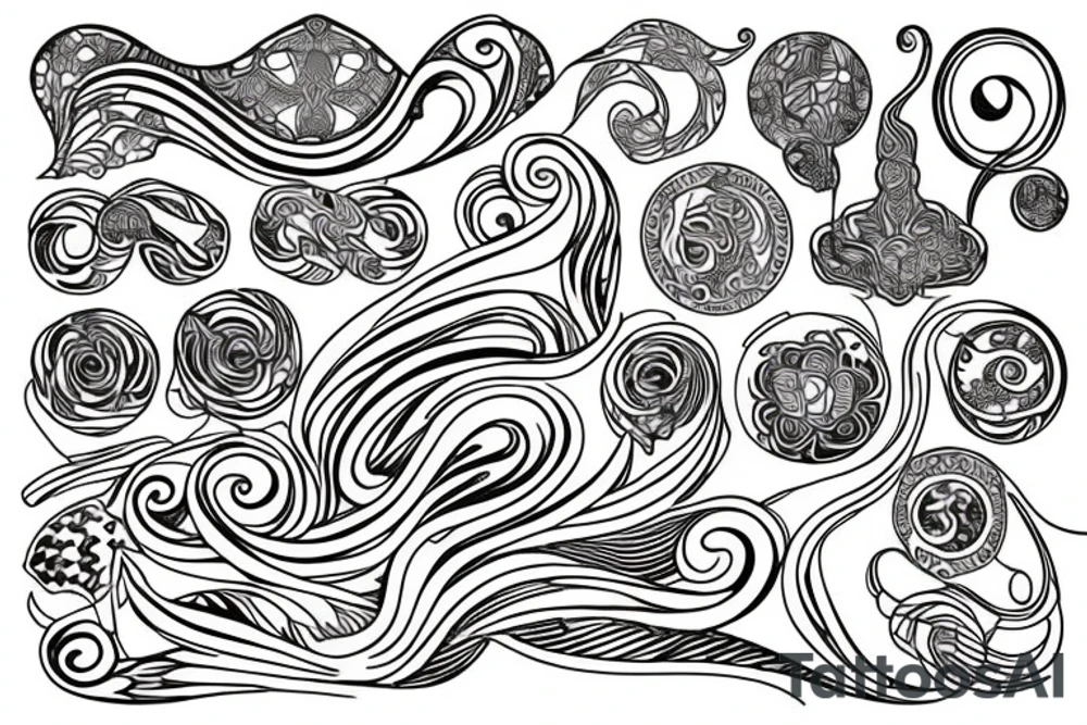 sea ​​pattern art nouveau tattoo idea