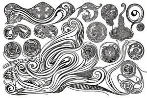 sea ​​pattern art nouveau tattoo idea