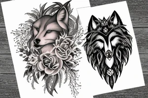 Feminine wolf tattoo idea