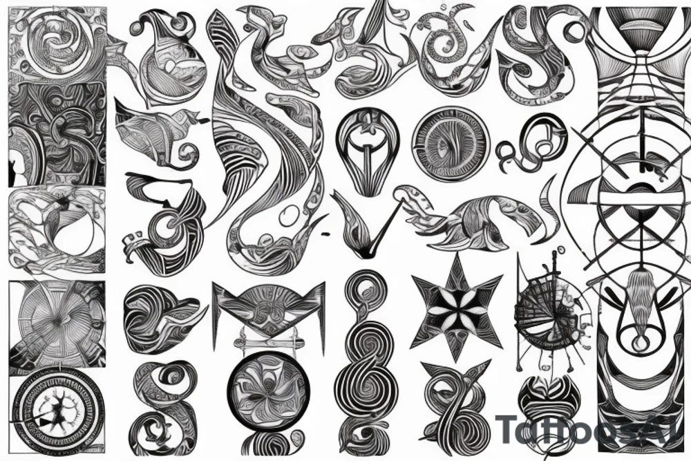 nautical ​​pattern art nouveau tattoo idea