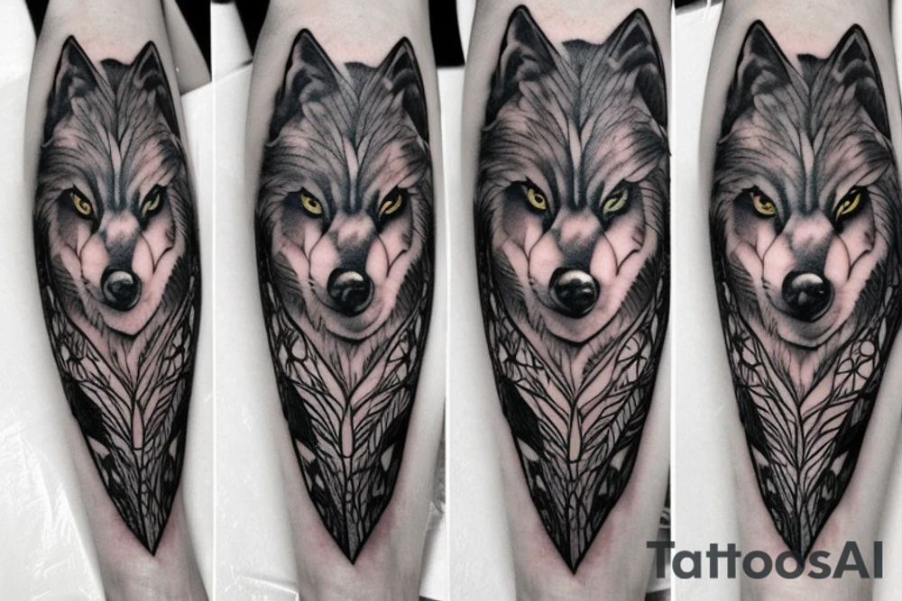 Feminine wolf tattoo idea
