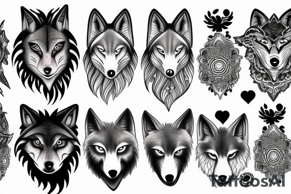 Feminine wolf tattoo idea