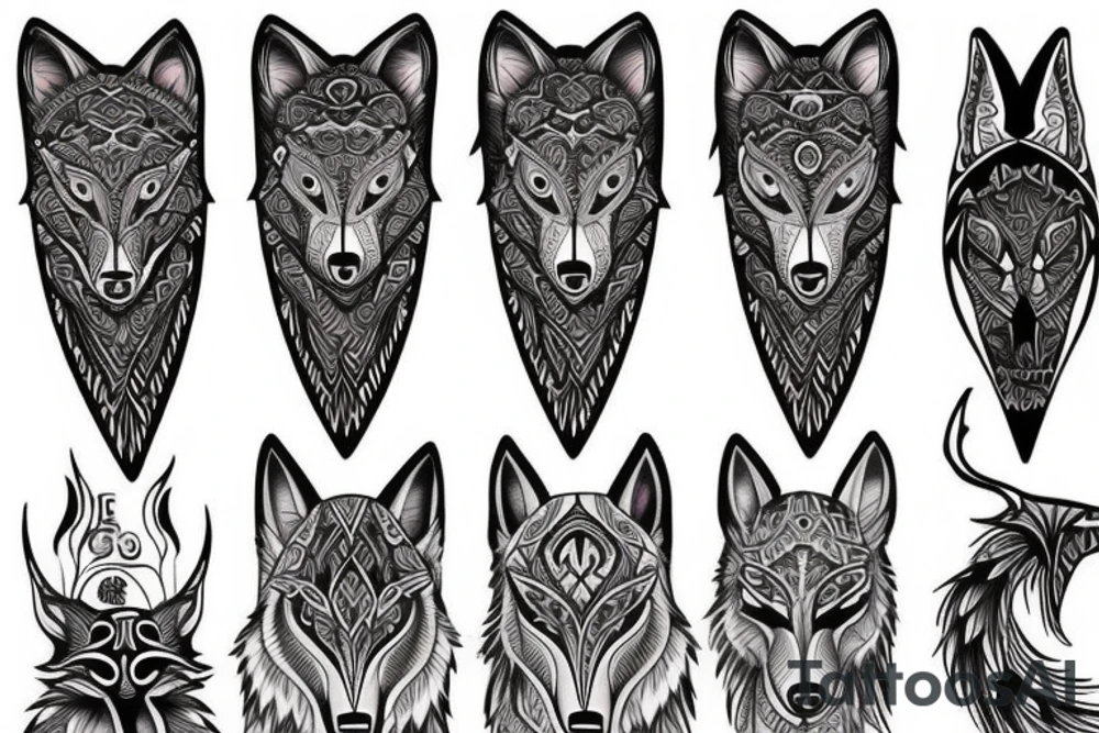 Feminine wolf tattoo idea