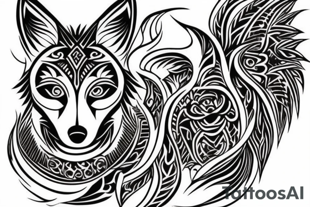 Feminine wolf tattoo idea