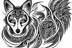 Feminine wolf tattoo idea