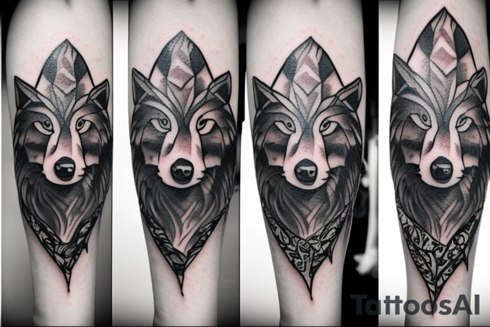 Feminine wolf tattoo idea