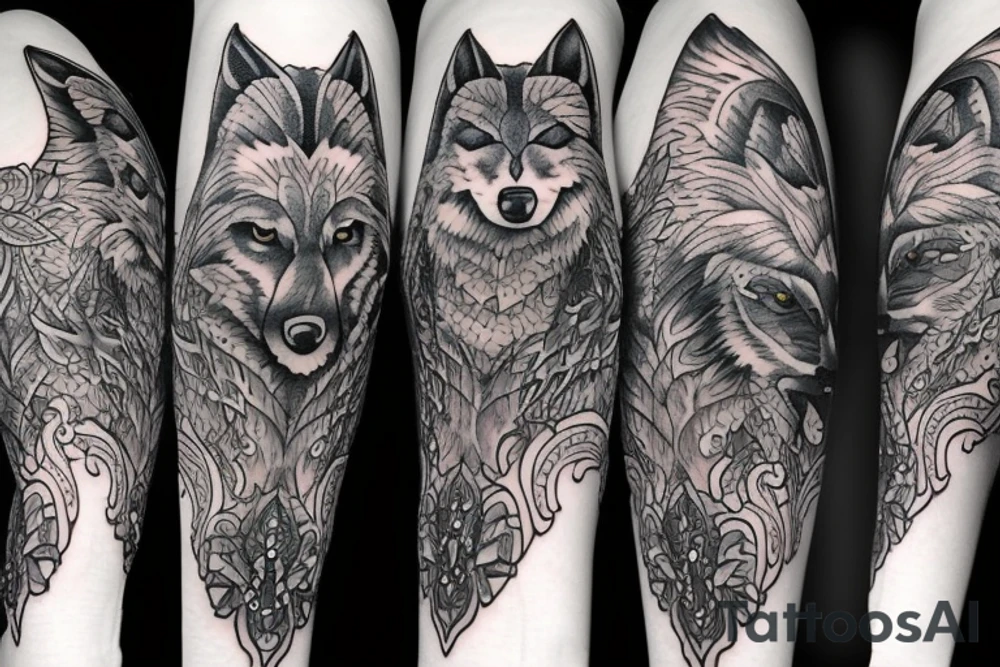 Feminine wolf tattoo idea