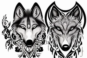 Feminine wolf tattoo idea