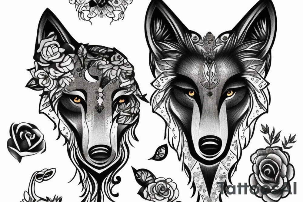 Feminine wolf tattoo idea