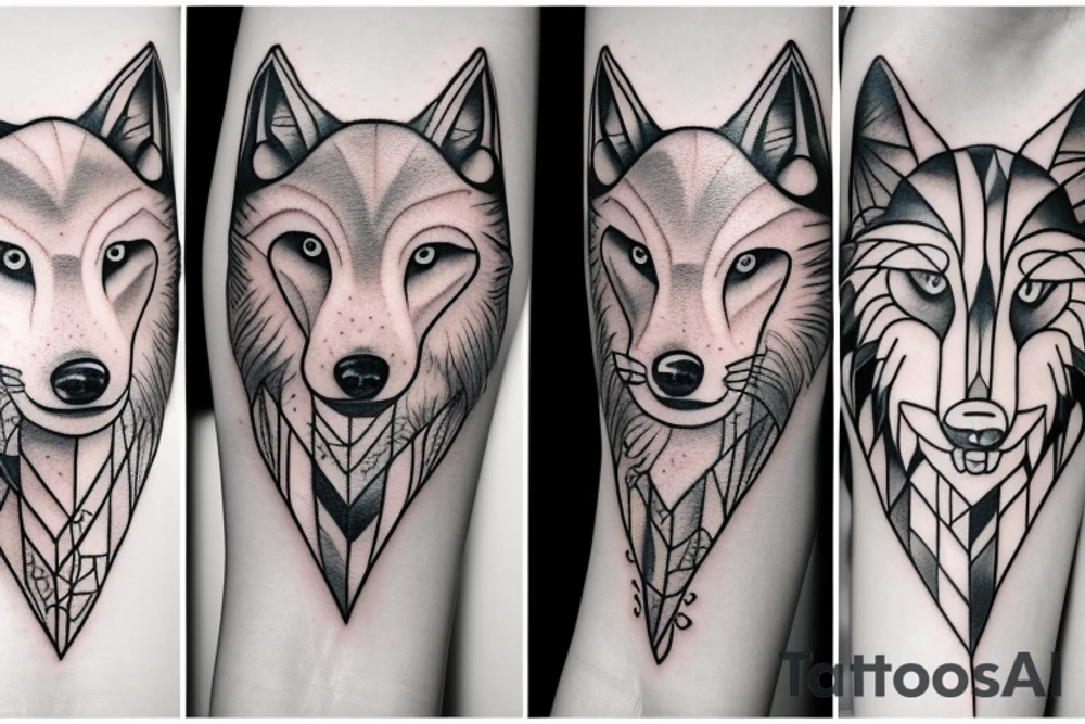 Feminine wolf tattoo idea
