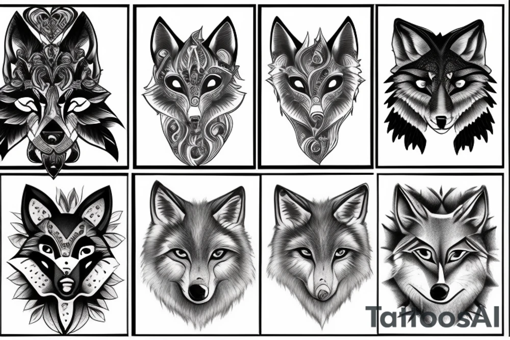 Feminine wolf tattoo idea