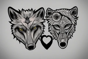 Circle border femine wolf tattoo idea