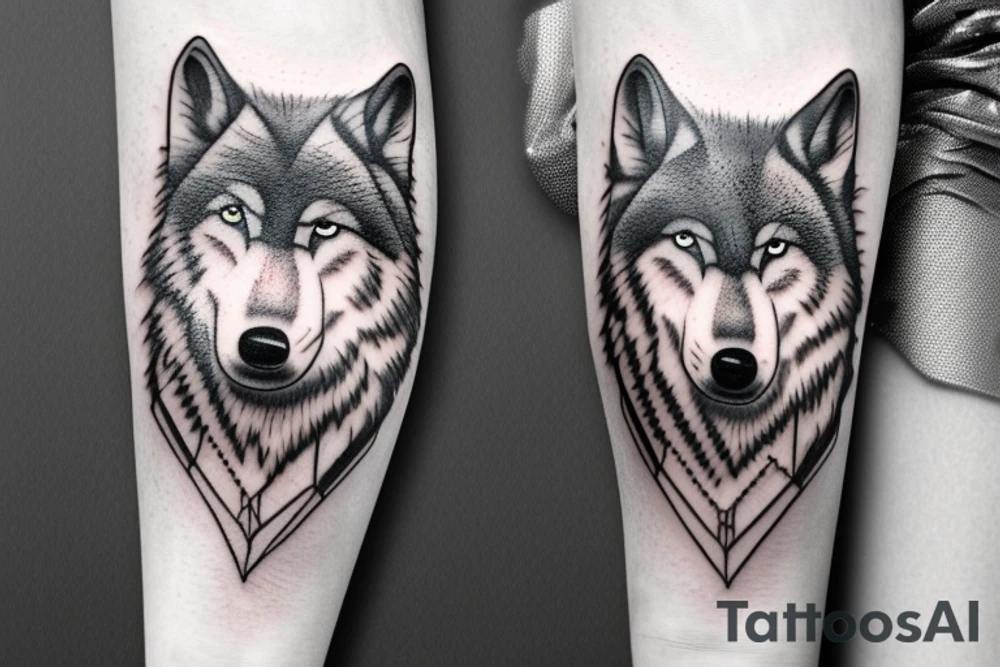 Circle border femine wolf tattoo idea