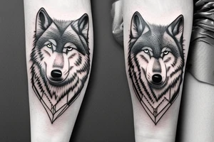 Circle border femine wolf tattoo idea
