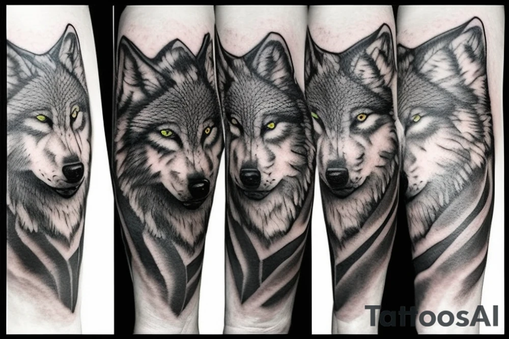 Circle border femine wolf tattoo idea