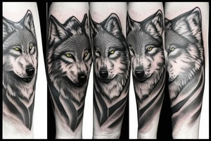 Circle border femine wolf tattoo idea