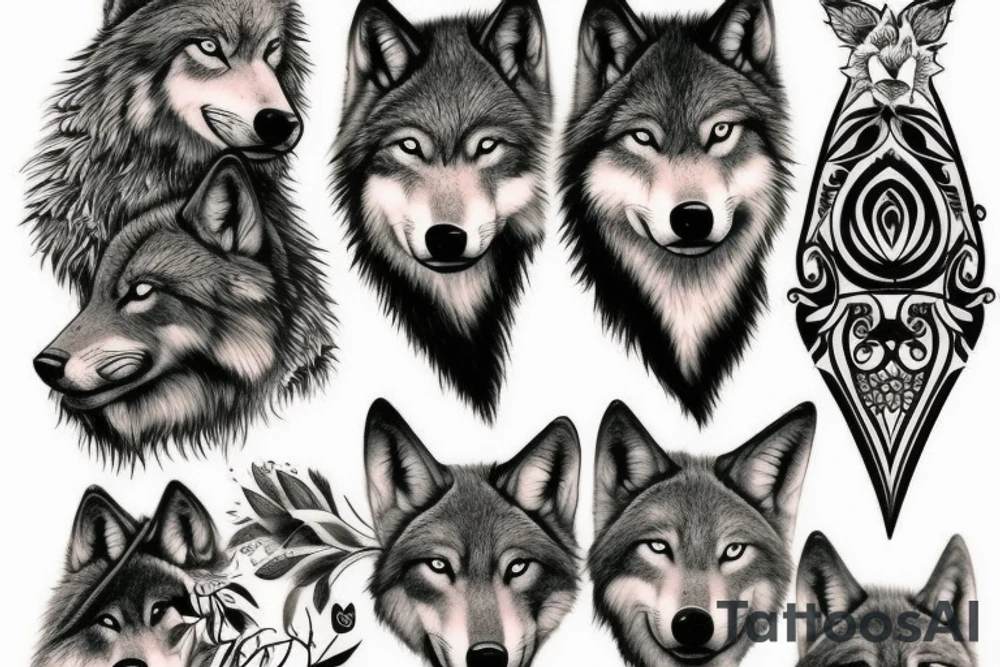 Female wolf tattoo idea