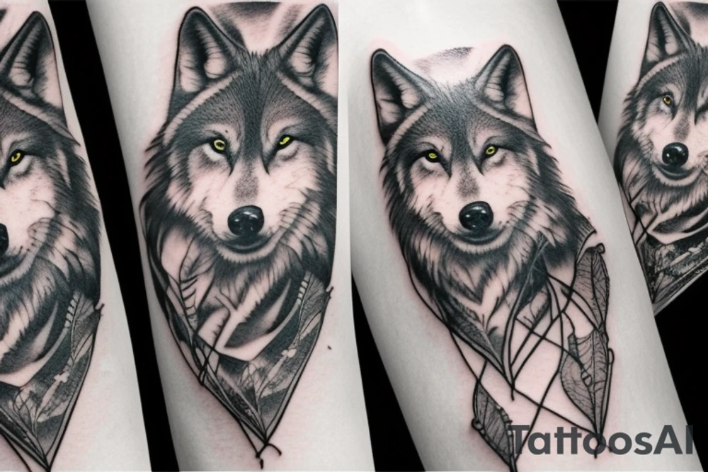 Female wolf tattoo idea