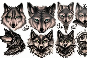Femine steam punk wolf tattoo idea