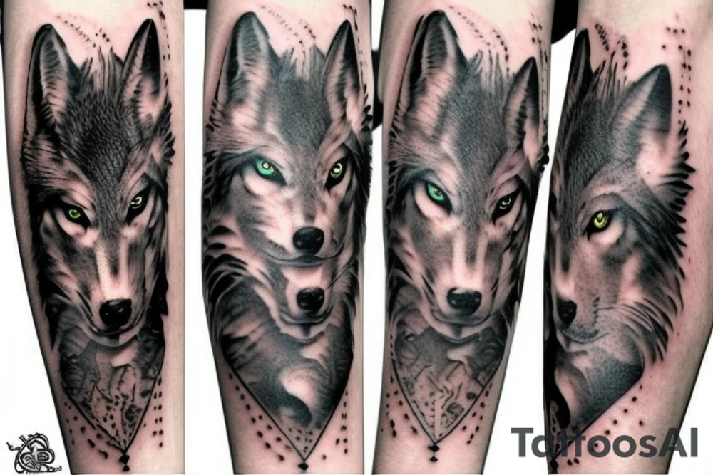 Femine steam punk wolf tattoo idea