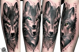 Femine steam punk wolf tattoo idea