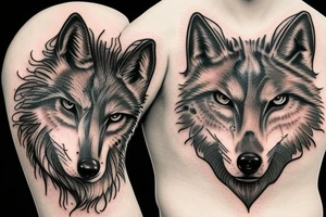 Femine steam punk wolf  heart border tattoo idea