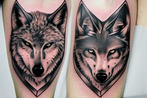 Femine steam punk wolf  heart border tattoo idea