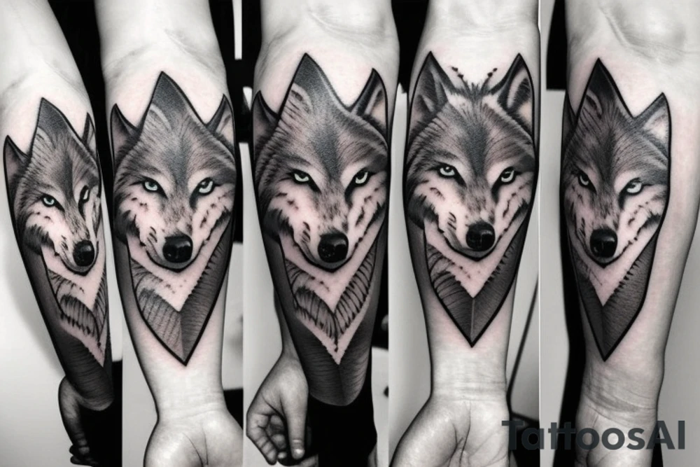 Femine  wolf  heart border tattoo idea