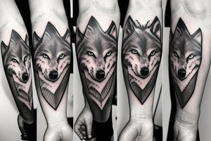 Femine  wolf  heart border tattoo idea