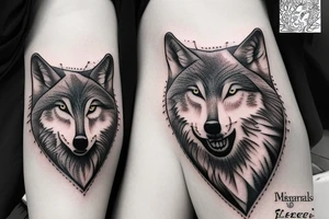 Femine  wolf  heart border tattoo idea