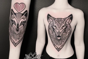 Femine  wolf  heart tattoo idea
